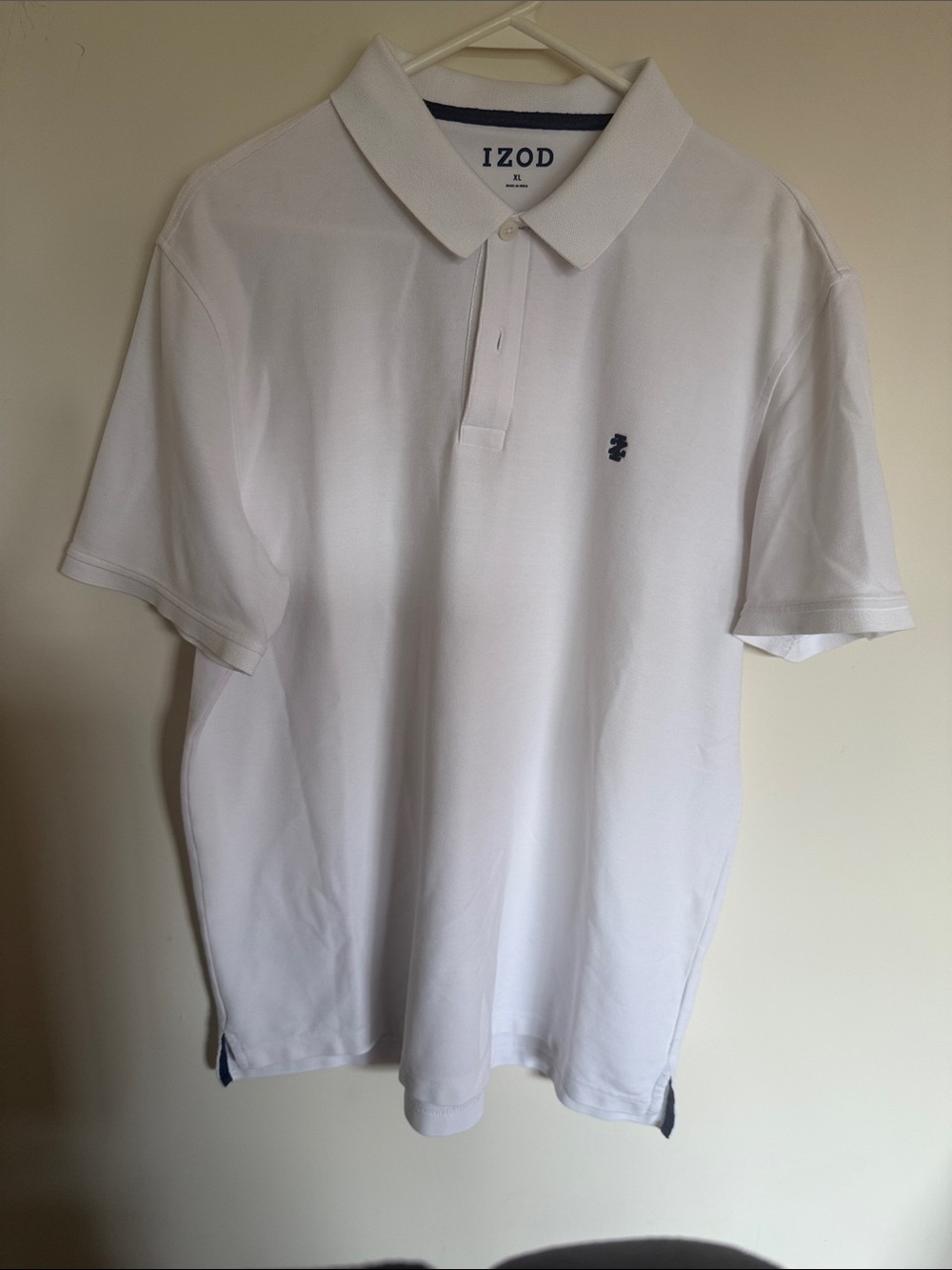 Izod White Polo with Navy Trim and Logo